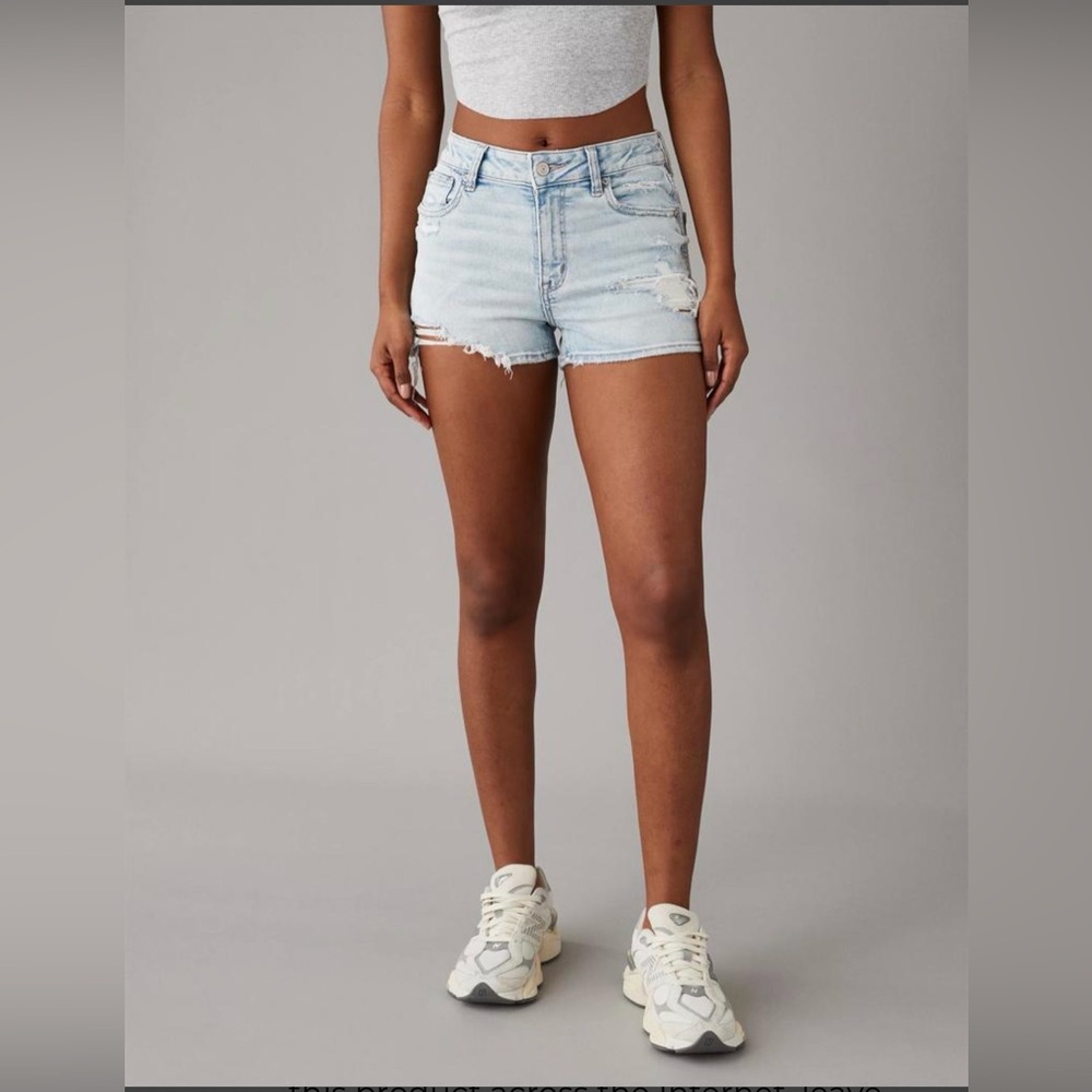 American Eagle AE Next Level High Waisted V Rise Ripped Denim Short Short